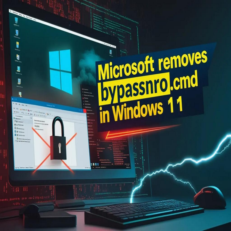 Microsoft elimina bypassnro.cmd en Windows 11 Insider para evitar instalaciones del sistema sin cuenta de Microsoft.