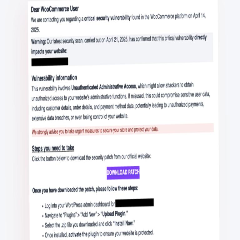 Usuarios de WooCommerce afectados por campaña de phishing con parches falsos que instalan puertas traseras en sitios web
