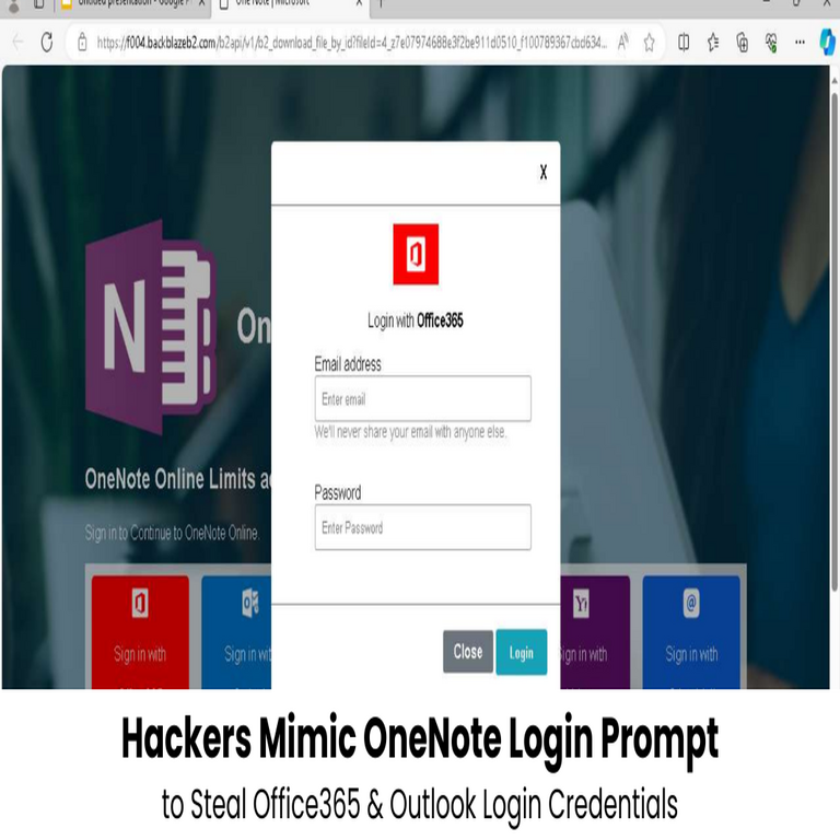 Ciberdelincuentes suplantan el inicio de sesión de OneNote para robar credenciales de Office365 y Outlook.