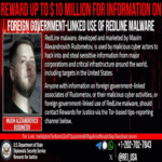 Estados Unidos ofrece recompensa de 10 millones de dólares por información sobre el desarrollador del malware RedLine.