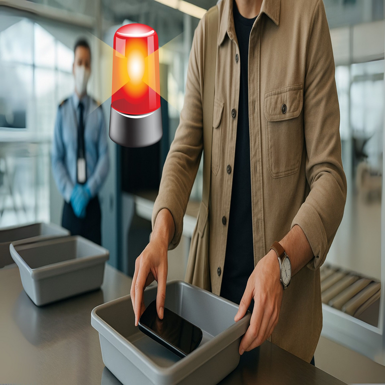 Especialistas en seguridad advierten: dejar el teléfono móvil en la bandeja de control aeroportuario compromete la protección de datos personales.
