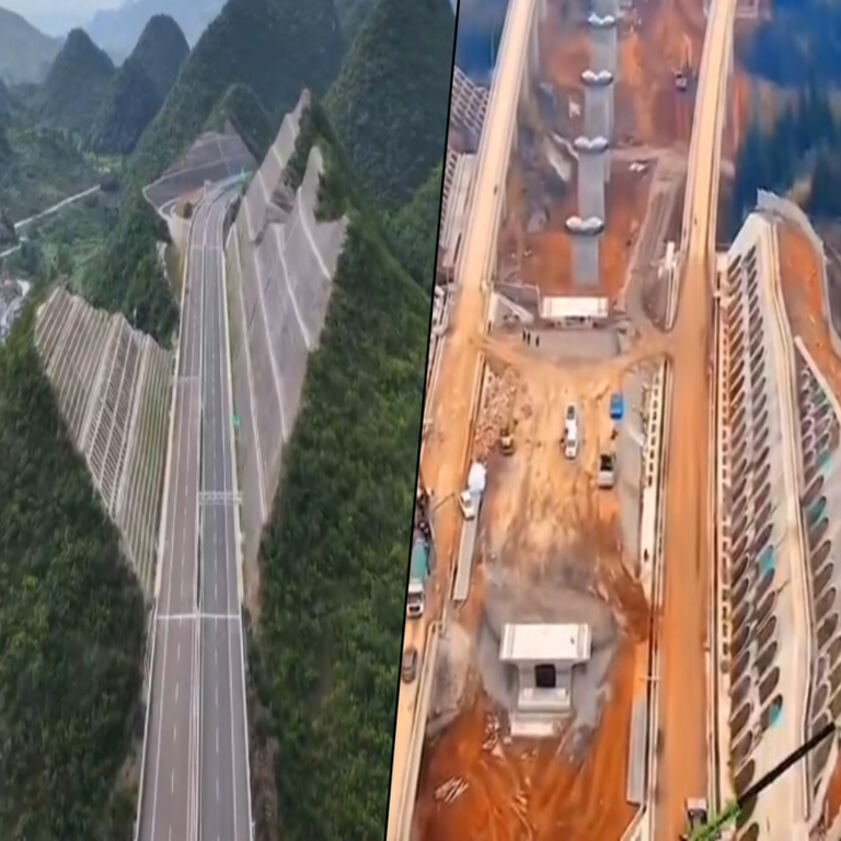 Construir túneles es una práctica común, pero en China existen regiones que optan por métodos alternativos como el corte de montañas para facilitar el desarrollo de infraestructura.