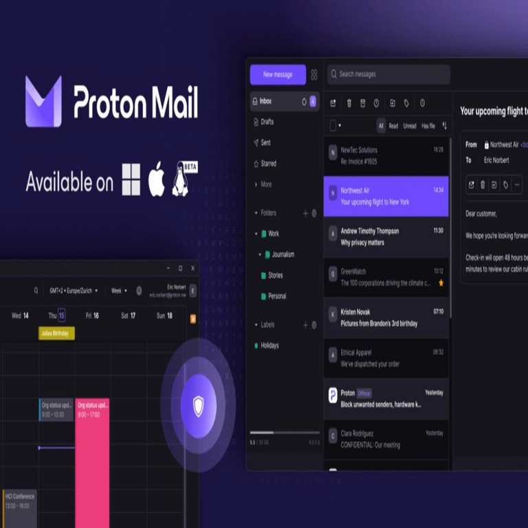 Esta opción europea como alternativa a Gmail prioriza la privacidad e incluye funcionalidad de VPN integrada.