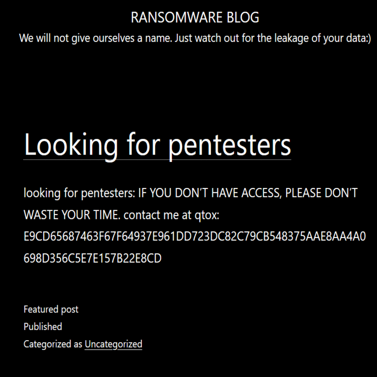 El grupo de ransomware MedusaLocker está buscando especialistas en pruebas de penetración.