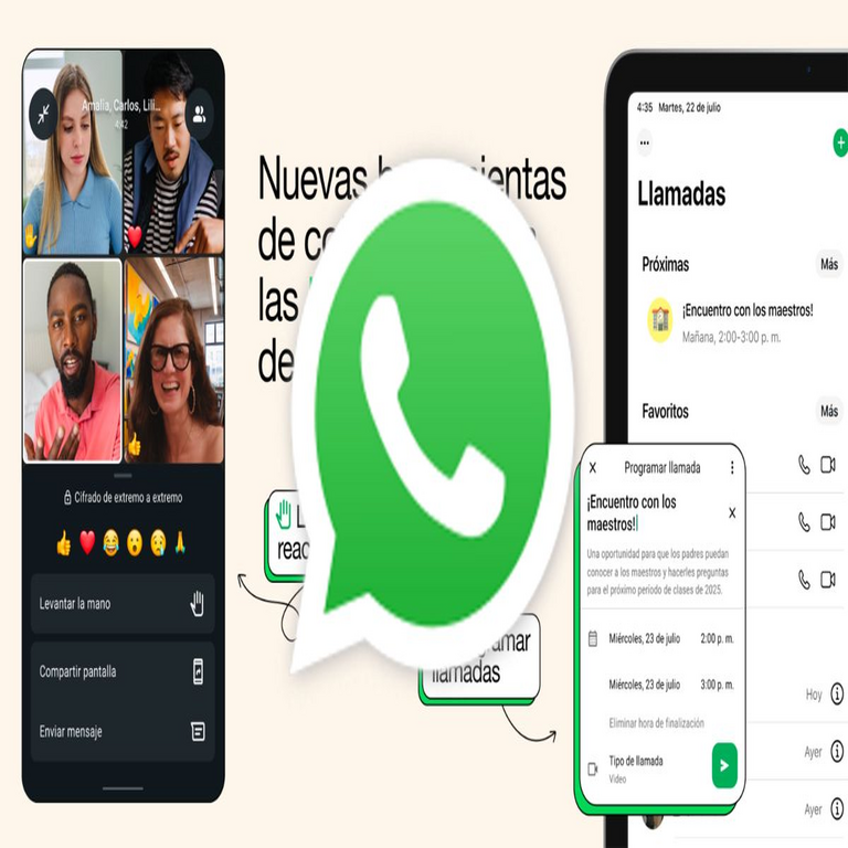 WhatsApp incorpora funcionalidades similares a Zoom: programación de llamadas, compartir pantalla y opción para levantar la mano.