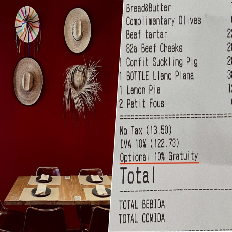 Un concepto que se está volviendo cada vez más frecuente en las comandas de los restaurantes en España es la inclusión de una propina opcional del diez por ciento.