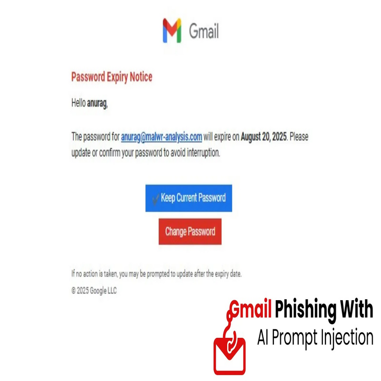 Nueva campaña de phishing en Gmail emplea inyección de prompts de IA para eludir los sistemas de detección.