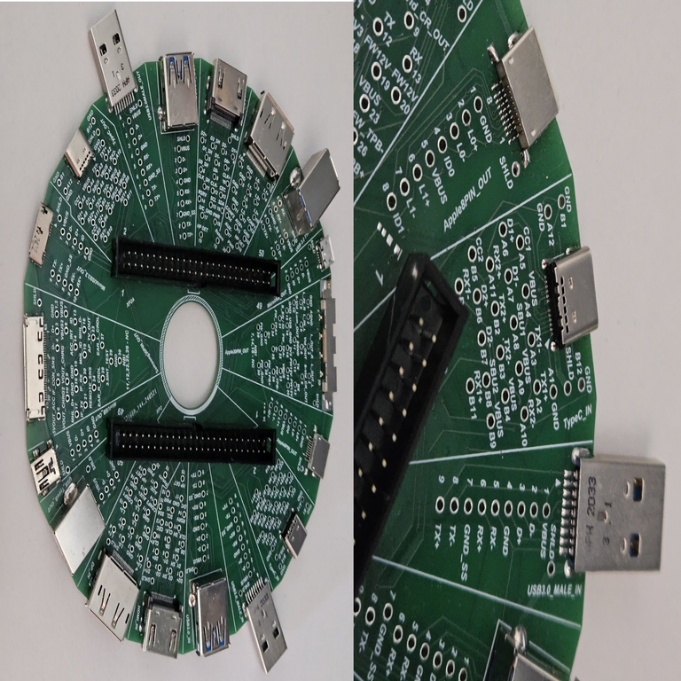 Un ingeniero desarrolla la Rueda USB: un dispositivo integrado en una sola placa que consolida todo tipo de conectores para probar cables y verificar conexiones.