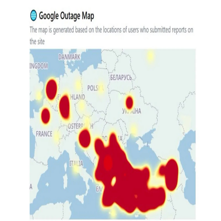 Google experimenta interrupciones generalizadas para la mayoría de usuarios en Turquía y Europa Oriental.
