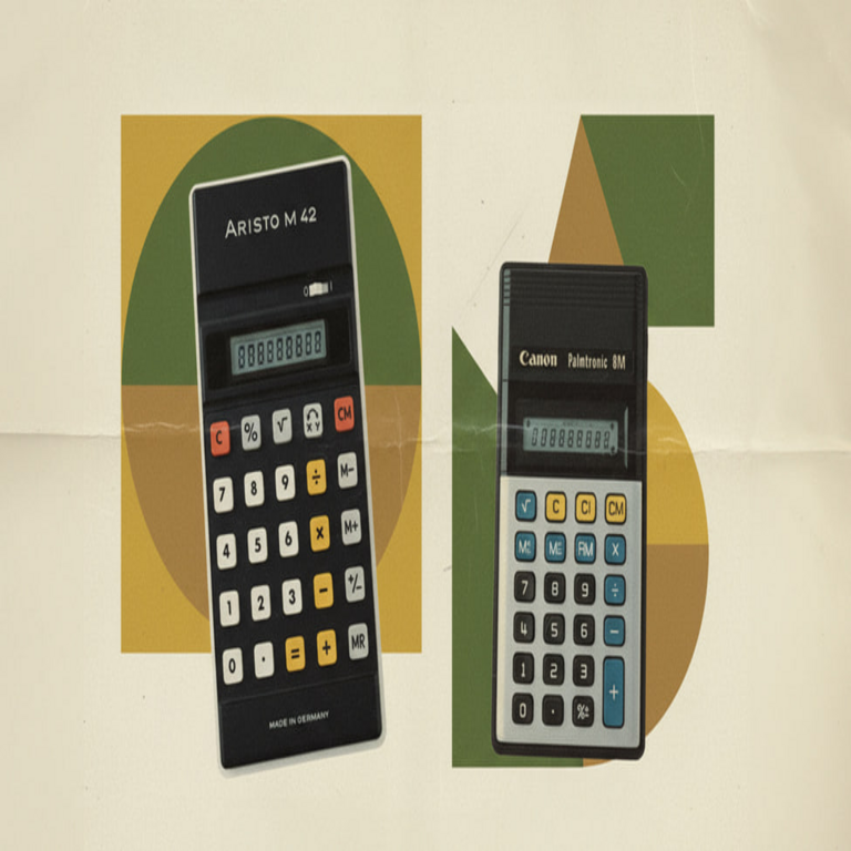 Dos calculadoras vintage: Aristo M42 y Canon Palmtronic 8M. ¿Cuáles son las características de estos dispositivos?