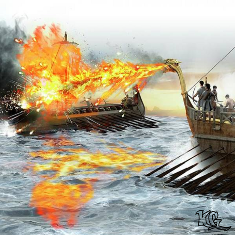 Incinerad bárbaros, hundid navíos. Historia esquemática del fuego griego.