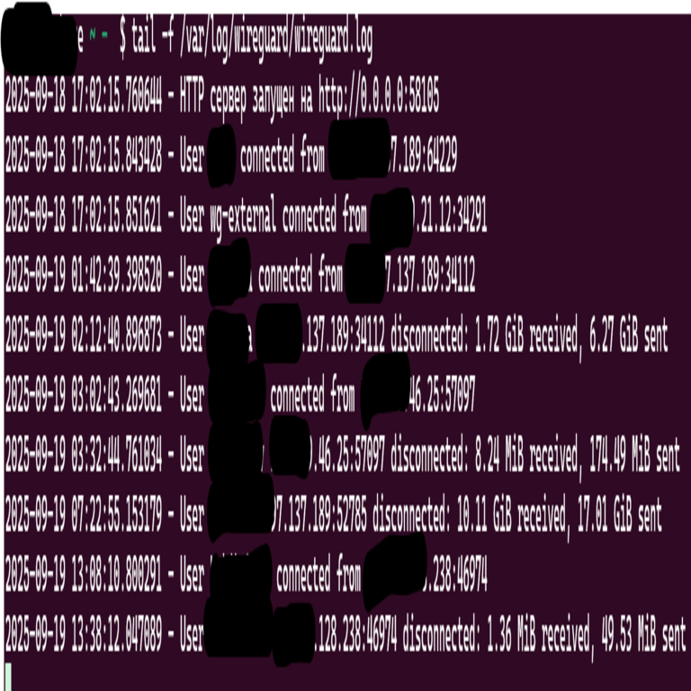 Registro y supervisión de WireGuard.