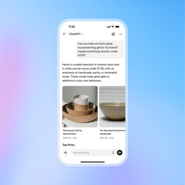 OpenAI introduce la funcionalidad de compras integradas en ChatGPT.