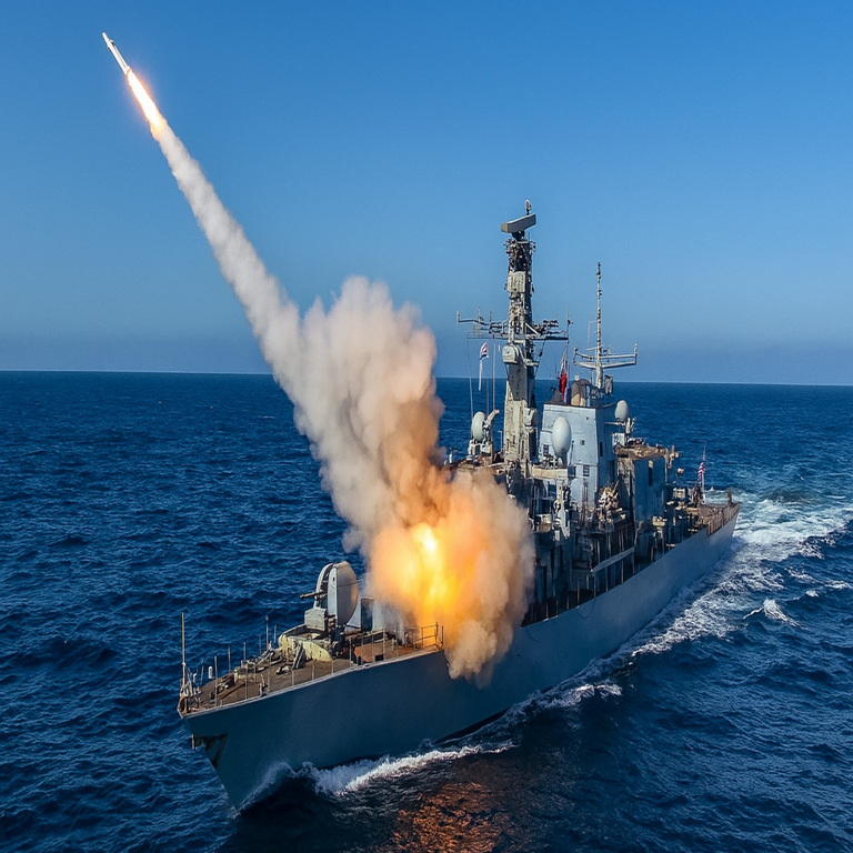 Verificado: La Royal Navy británica ejecuta el primer lanzamiento de un misil antibuque NSM desde una de sus fragatas.