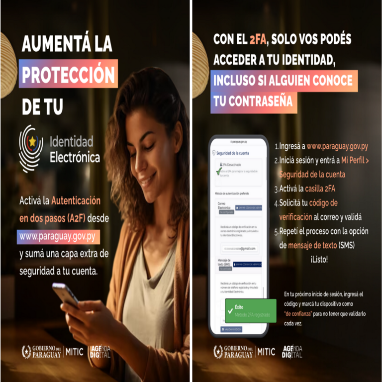 Paraguay | El MITIC fortalece la protección de la Identidad Electrónica ciudadana mediante autenticación de dos factores.