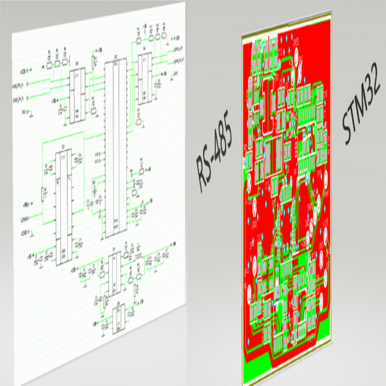 Módulo de procesamiento y conmutación de datos con dispositivos de control externos mediante RS-485 basado en STM32
