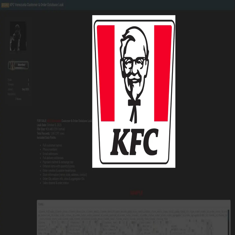 Supuesta brecha de datos en KFC Venezuela: exposición de 1 millón de registros de clientes