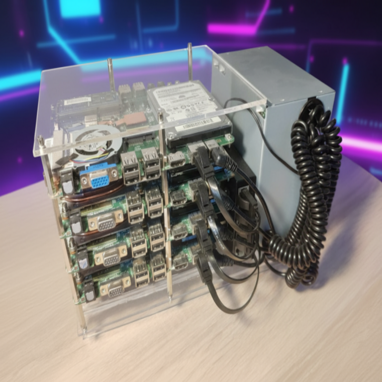 Clúster casero construido con miniordenadores
