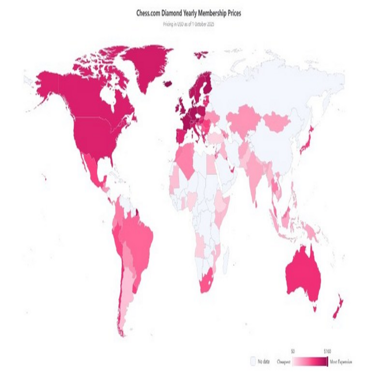 Traducción: Nigeria — Dinamarca 1:21. Análisis comparativo de los precios regionales en Chess.com