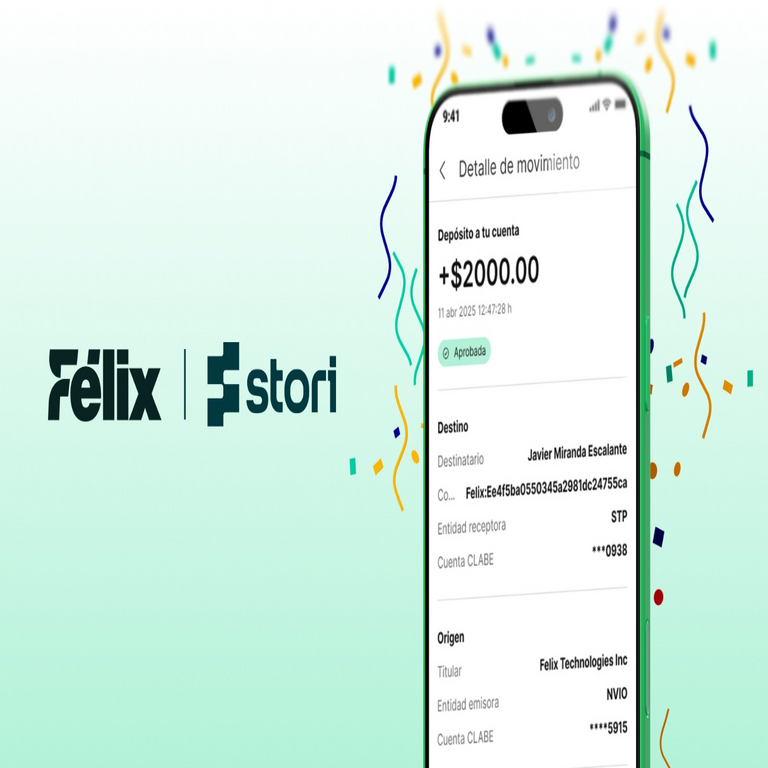 Los clientes de Stori podrán recibir transferencias de dinero desde Estados Unidos mediante la alianza estratégica con Félix Pago.