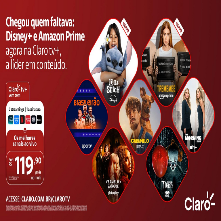 Claro TV+ incorpora Prime Video y Disney+ en una oferta que integra lo mejor de la televisión y el streaming en una experiencia única.