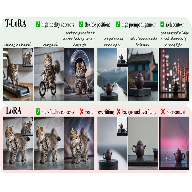 T-LoRA: Ajuste fino de un modelo de difusión con una sola imagen sin riesgo de sobreajuste