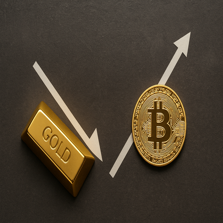 El precio del Bitcoin experimenta un alza mientras el oro sufre un desplome significativo: ¿qué dinámica se observa en el mercado?