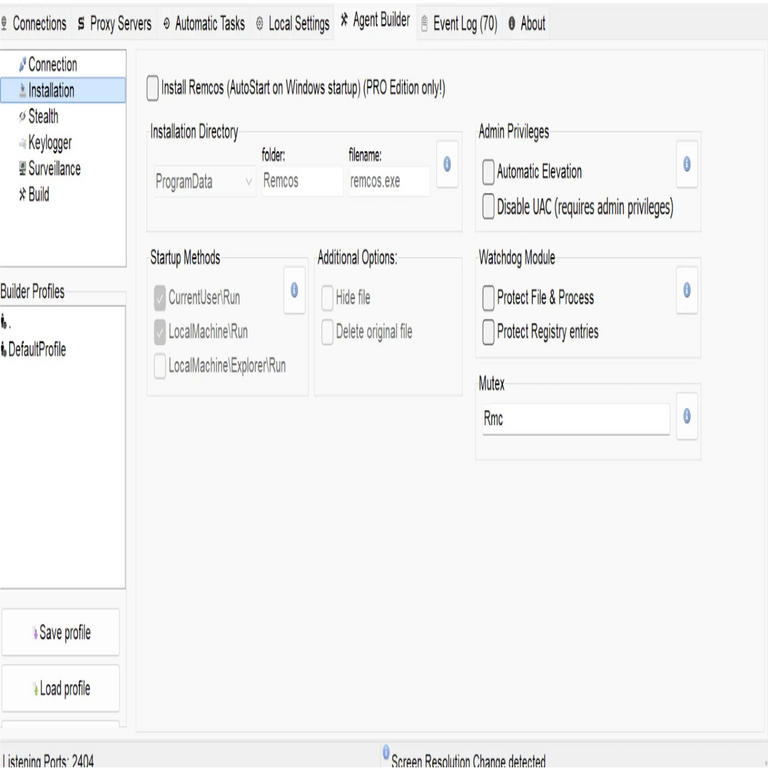 Actividad de C2 del RAT Remcos mapeada junto con los puertos utilizados para las comunicaciones