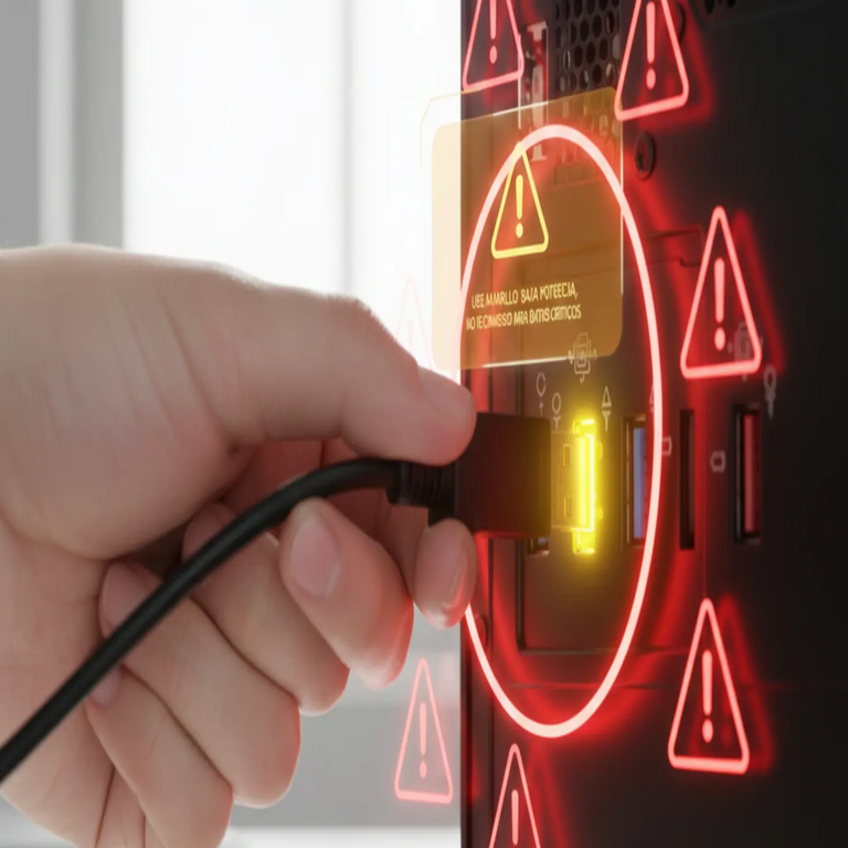 Significado de una entrada USB de color amarillo y las razones por las que no siempre constituyen la opción óptima. Significado de una entrada USB de color amarillo y las razones por las que no siempre constituyen la opción óptima.