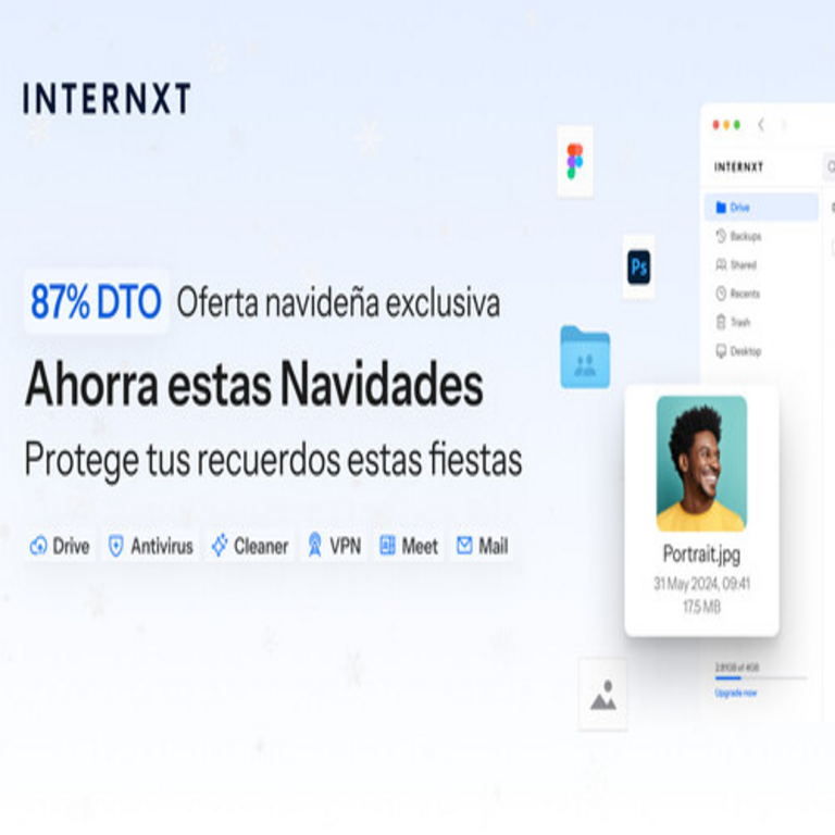 Oferta navideña de Internxt: 1 TB de almacenamiento en la nube, VPN, antivirus y otros servicios por solo 16 euros al año.