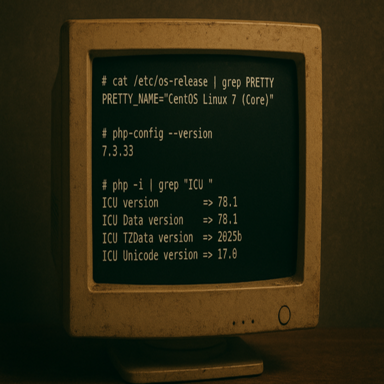 Actualiza la biblioteca ICU en la extensión intl de PHP 7.3 en CentOS 7, si te atreves.