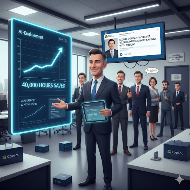 En el trimestre anterior, implementé Microsoft Copilot para 4000 empleados.