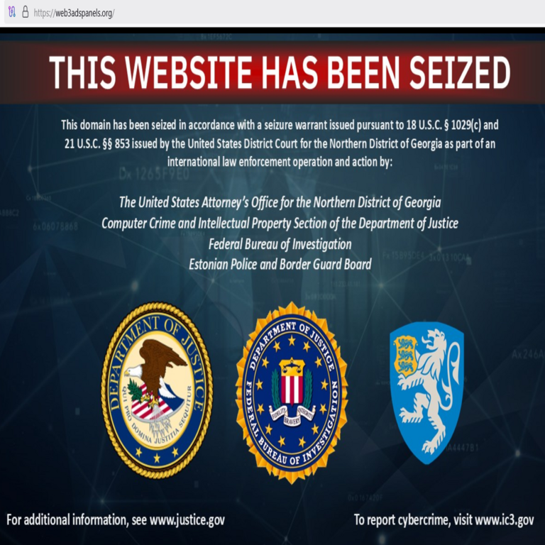 El FBI incautó el dominio web3adspanels.org, que albergaba credenciales