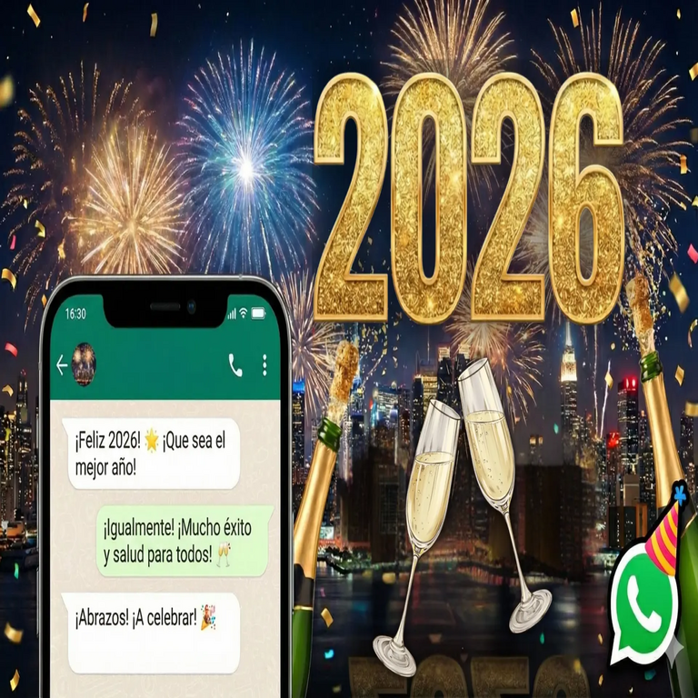 Frases y mensajes originales para el Año Nuevo 2026, diseñados para su envío a través de WhatsApp en la celebración de Nochevieja.