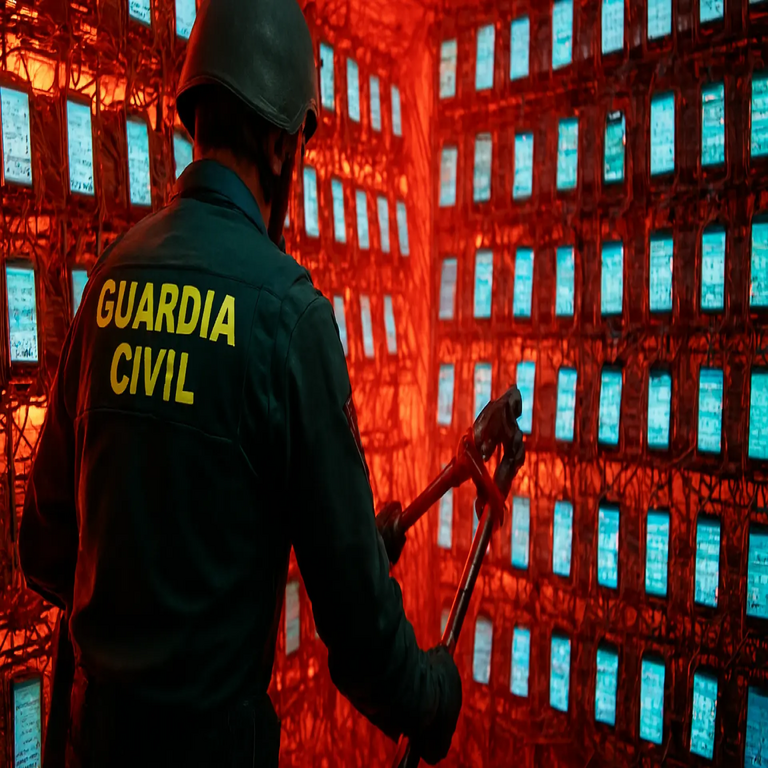 La Guardia Civil desarticula en España una granja masiva de dispositivos móviles que distribuía más de 2,5 millones de mensajes fraudulentos diarios.