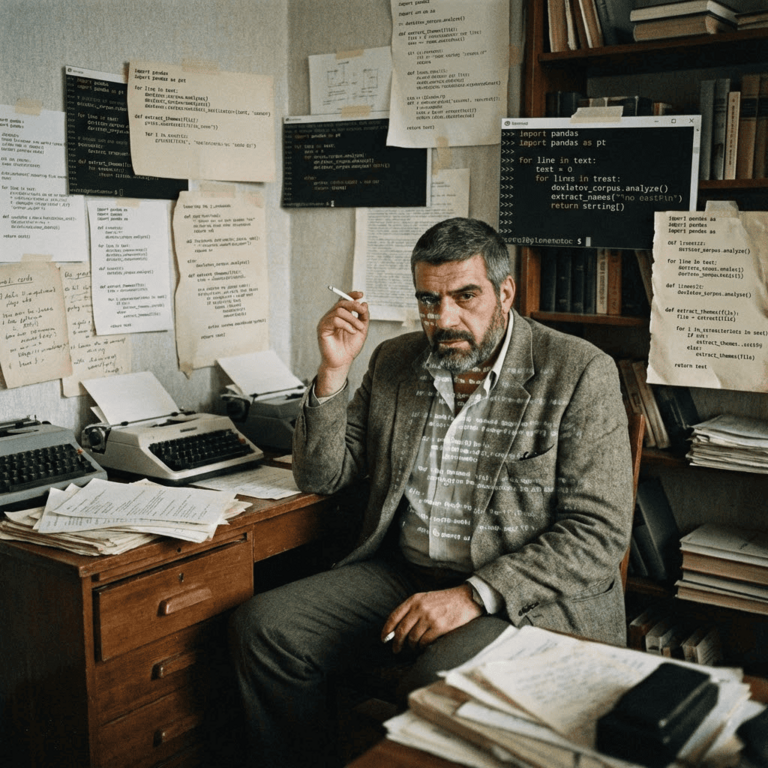 Utilizando Python, rehabilité el romanticismo alcohólico en las obras de Dovlatov.