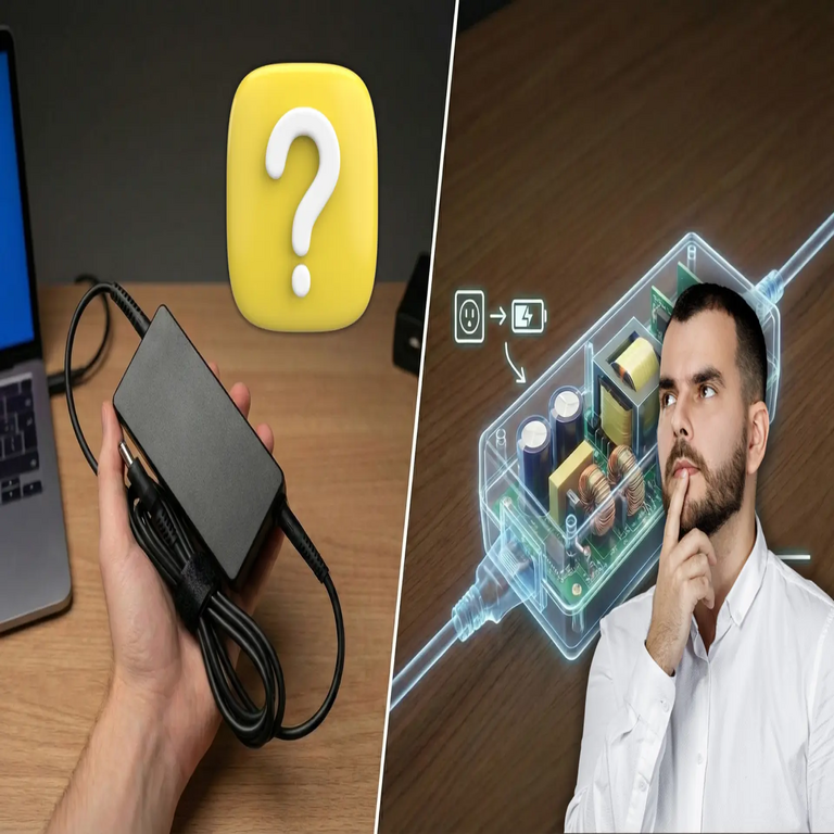 ¿Cuál es el motivo por el que los cargadores de computadoras portátiles incorporan un módulo intermedio en el cable y cuál es su propósito principal?