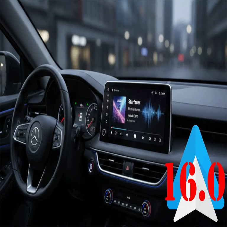 La versión 16.0 de Android Auto presenta un reproductor renovado: los controles de música se ubican ahora en el lado izquierdo.