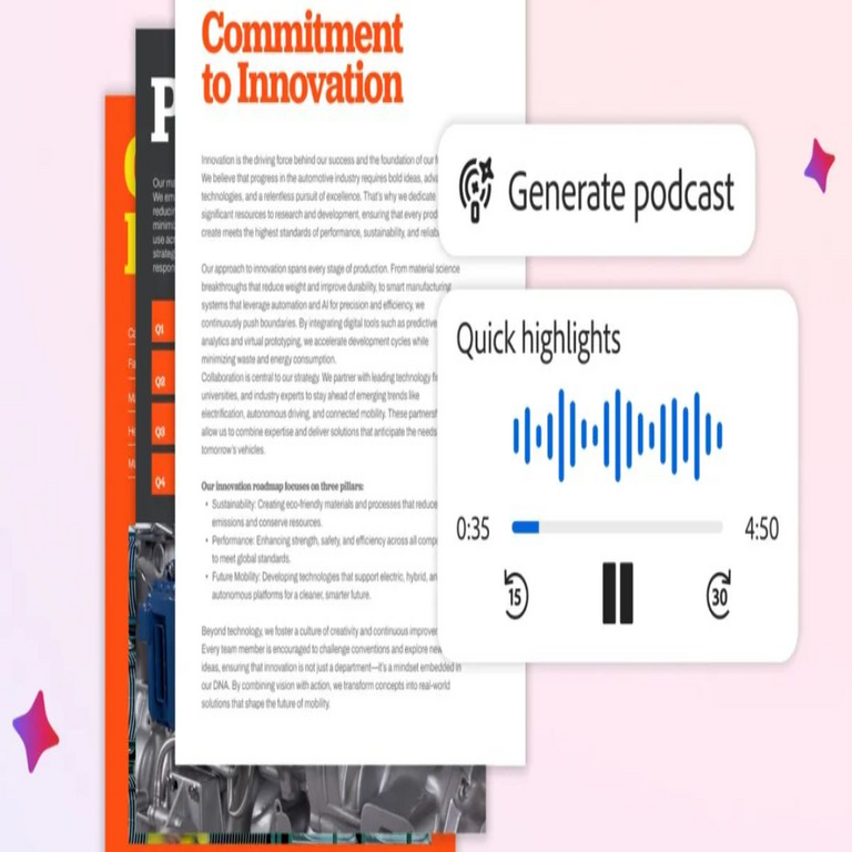 Adobe Acrobat permite ahora la edición de archivos mediante prompts y la creación de resúmenes de podcasts.