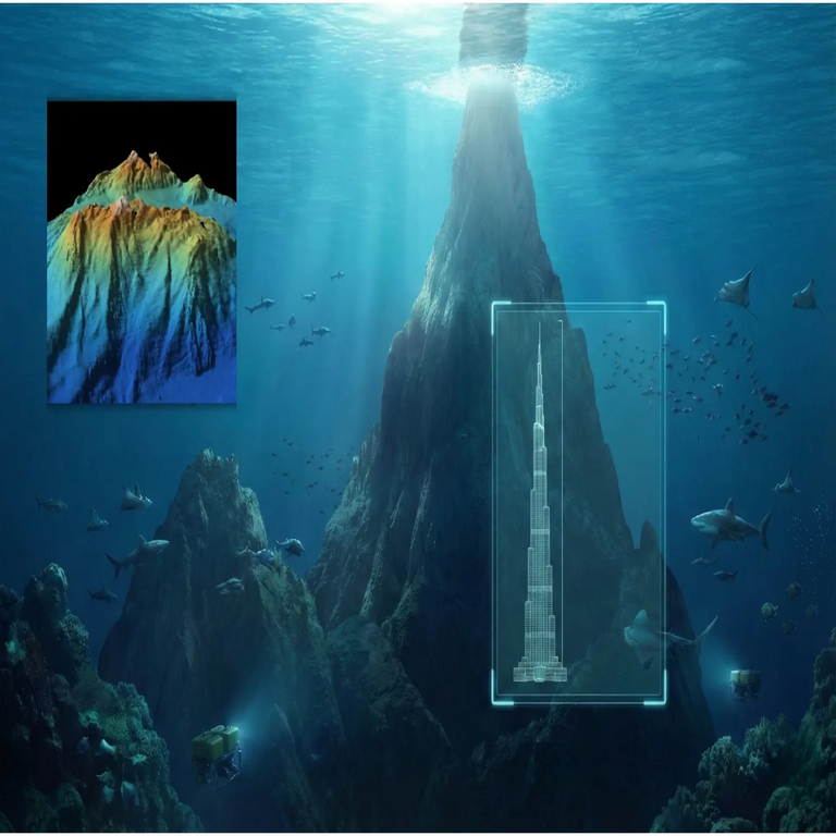 Investigadores identifican una montaña submarina que duplica en altura cuatro veces al rascacielos más elevado de la Tierra, superándolo en casi 2.300 metros.