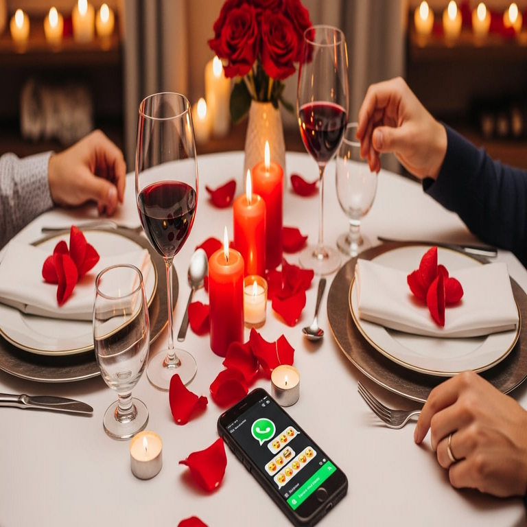 Cincuenta expresiones para mensajería instantánea destinadas a invitar a la pareja a una cena en el Día de San Valentín.