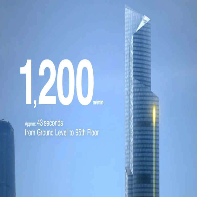 El ascensor más veloz del mundo logra una velocidad de 72 km/h, ascendiendo 95 pisos en solo 43 segundos.