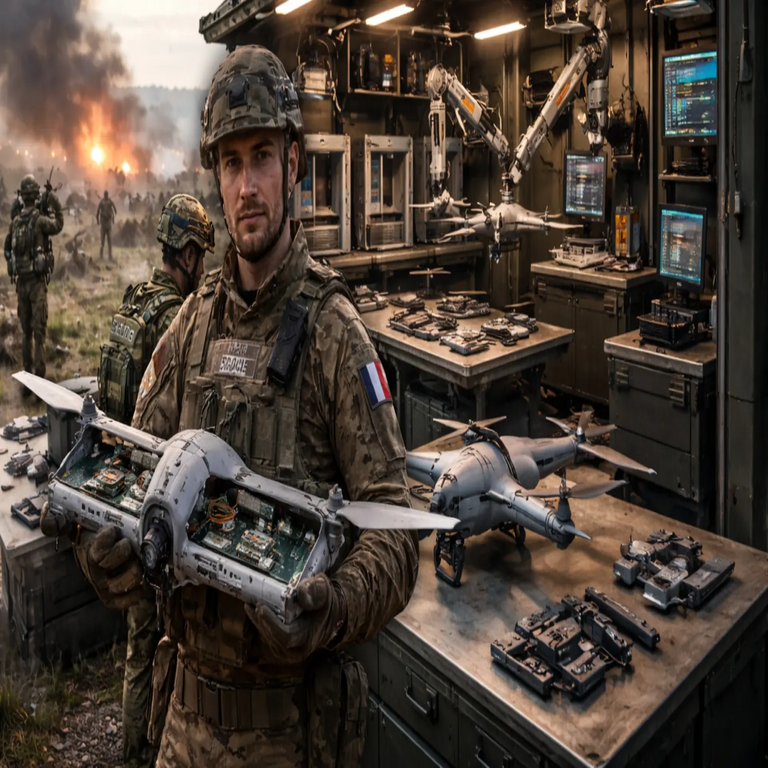 Francia es capaz de producir un dron en solo tres horas directamente en el teatro de operaciones bélicas.