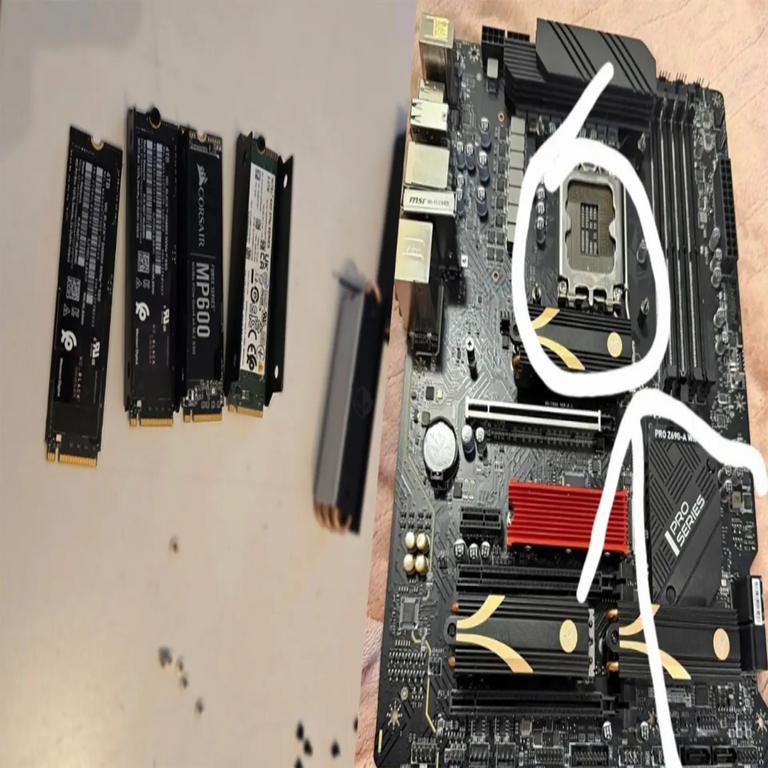 Adquiere una placa base Z690 de segunda mano por 40 euros y descubre cuatro SSD ocultas en su interior, valoradas en 1.500 euros.