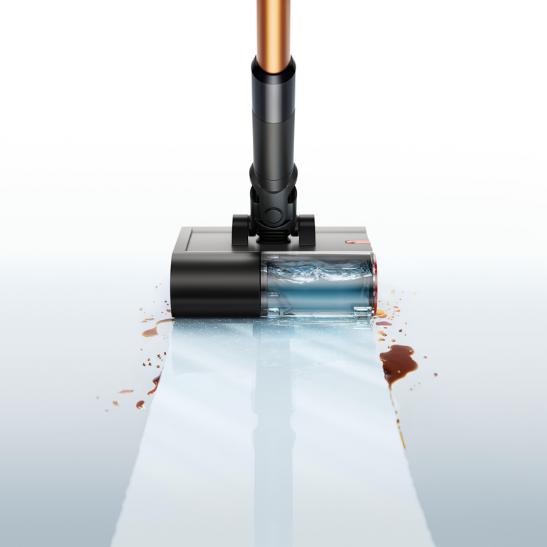 La fregona eléctrica se inclina hasta 170° para facilitar la limpieza bajo la cama y opera sin necesidad de filtros.