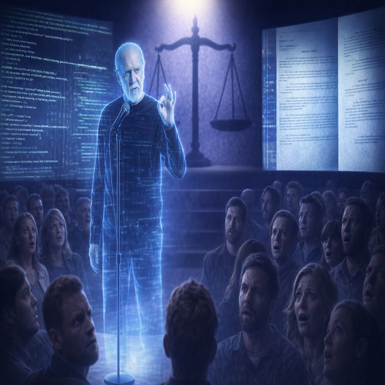 El controvertido caso de George Carlin: una inteligencia artificial generó un especial de comedia stand-up, y la justicia dispuso su retiro.