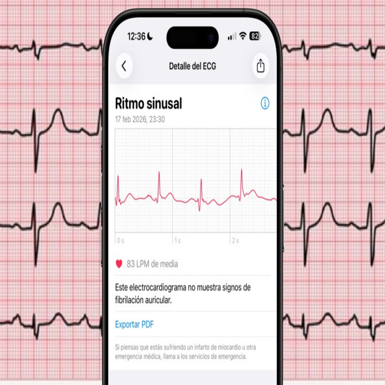 Método para exportar un electrocardiograma del Apple Watch a formato PDF, con la opción de imprimirlo para presentarlo al médico.