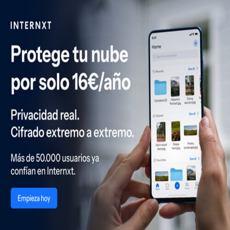 Existen opciones alternativas para evitar la dependencia de Google Drive o de otros servicios en la nube con sede en Estados Unidos. Internxt es una de ellas y su costo anual es de solo 16 euros.