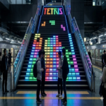 En Japón, es posible interactuar con el juego Tetris mediante una escalera de gran escala, aunque esta opción solo se habilita a partir de la medianoche.
