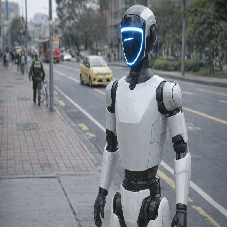 Robots humanoides patrullan las calles de Bogotá mediante inteligencia artificial, realizando vigilancia ininterrumpida las 24 horas del día. Robots humanoides patrullan las calles de Bogotá mediante inteligencia artificial, realizando vigilancia ininterrumpida las 24 horas del día.